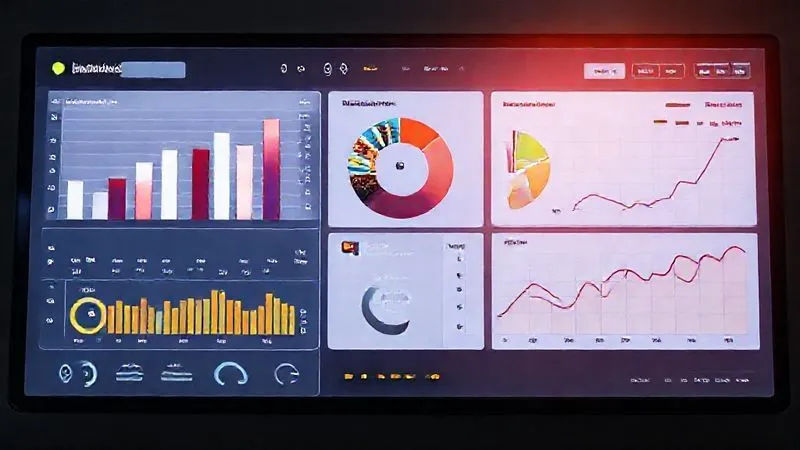 A photorealistic modern dashboard displaying a complex array of interconnected data visualizations: a financial bar chart showing steady growth, a pie chart depicting diverse employee demographics, and a line graph showing a decrease in carbon emissions over time. The dashboard is clean, professional, and uses a harmonious color palette, cinematic lighting, sharp focus, depth of field, 8K, shot on a high-end DSLR.