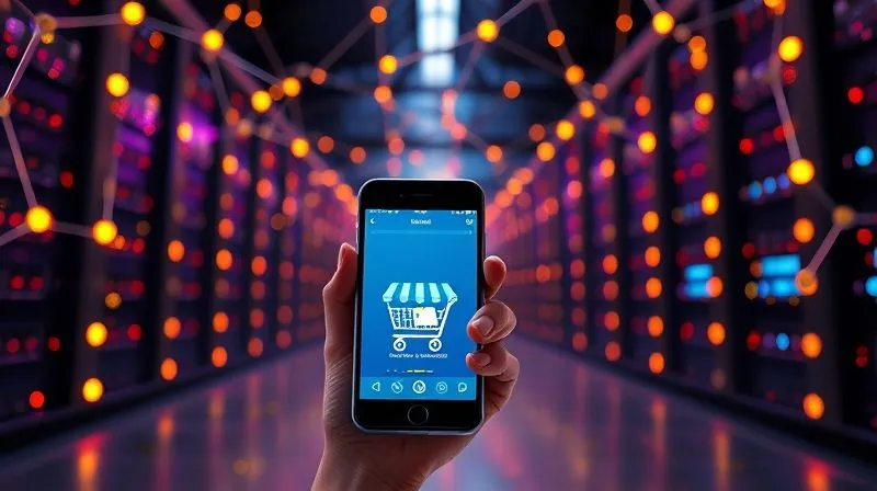 photorealistic, professional photography, 8K, cinematic lighting, sharp focus, depth of field, shot on a high-end DSLR, a vibrant, interconnected network of glowing digital components and APIs, forming a seamless, flexible structure. In the foreground, a single, modern smartphone and a smartwatch display an e-commerce storefront, connected to the network. The background is a softly blurred data center, symbolizing the underlying cloud infrastructure. The image should convey agility and interconnectedness. photorealistic, professional photography, 8K, cinematic lighting, sharp focus, depth of field, shot on a high-end DSLR, a vibrant, interconnected network of glowing digital components and APIs, forming a seamless, flexible structure. In the foreground, a single, modern smartphone and a smartwatch display an e-commerce storefront, connected to the network. The background is a softly blurred data center, symbolizing the underlying cloud infrastructure. The image should convey agility and interconnectedness.