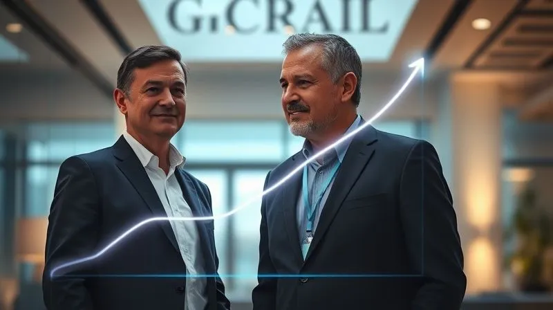 photorealistic, professional photography, 8K, cinematic lighting, sharp focus, depth of field, shot on a high-end DSLR. A consultant and a client executive standing side-by-side, looking at a transparent, glowing holographic projection of a growth curve extending into the future. The curve is clearly trending upwards, representing long-term value and sustained success. Their expressions are collaborative and optimistic, with a modern, high-tech office environment blurred in the background. photorealistic, professional photography, 8K, cinematic lighting, sharp focus, depth of field, shot on a high-end DSLR. A consultant and a client executive standing side-by-side, looking at a transparent, glowing holographic projection of a growth curve extending into the future. The curve is clearly trending upwards, representing long-term value and sustained success. Their expressions are collaborative and optimistic, with a modern, high-tech office environment blurred in the background.