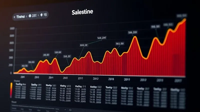 A photorealistic infographic showing a timeline of sales data with clear upward trends and seasonal peaks, presented as a professional chart with data points, cinematic lighting, sharp focus, 8K hyper-detailed.
