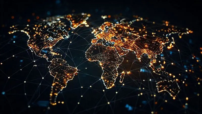 A photorealistic, professional photography image depicting a tangled web of interconnected global supply chain routes, with some paths clearly illuminated and others shrouded in shadow, symbolizing data visibility challenges. Cinematic lighting, sharp focus on the complex intersections, depth of field. 8K, shot on a high-end DSLR.
