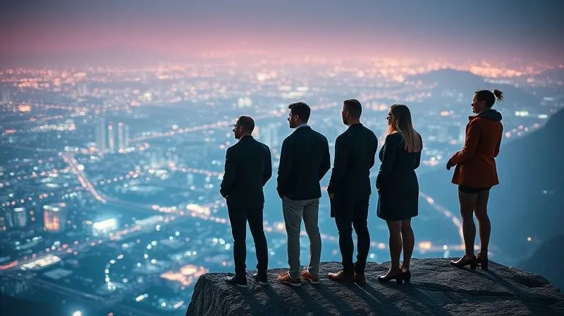 A photorealistic, professional photography image of a diverse group of visionary leaders standing on a precipice, looking out over a vast, evolving digital landscape filled with glowing, interconnected data streams and emerging technologies. They appear confident and strategically poised, with a sense of purposeful direction. Cinematic lighting, 8K hyper-detailed, sharp focus on the leaders, depth of field blurring the distant future, shot on a high-end DSLR, conveying optimism and strategic readiness. A photorealistic, professional photography image of a diverse group of visionary leaders standing on a precipice, looking out over a vast, evolving digital landscape filled with glowing, interconnected data streams and emerging technologies. They appear confident and strategically poised, with a sense of purposeful direction. Cinematic lighting, 8K hyper-detailed, sharp focus on the leaders, depth of field blurring the distant future, shot on a high-end DSLR, conveying optimism and strategic readiness.