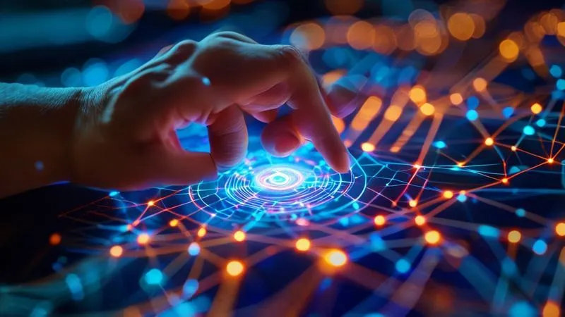 A photorealistic image showing a dynamic, interconnected network of glowing data points and lines, symbolizing strategic agility and continuous feedback loops in innovation. In the foreground, a human hand is interacting with a holographic interface, making rapid decisions. Cinematic lighting, sharp focus, depth of field blurring the background, 8K hyper-detailed, professional photography, shot on a high-end DSLR. A photorealistic image showing a dynamic, interconnected network of glowing data points and lines, symbolizing strategic agility and continuous feedback loops in innovation. In the foreground, a human hand is interacting with a holographic interface, making rapid decisions. Cinematic lighting, sharp focus, depth of field blurring the background, 8K hyper-detailed, professional photography, shot on a high-end DSLR.