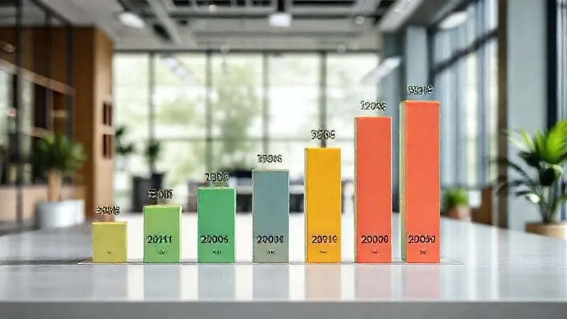 A photorealistic 3D bar chart showing a company's year-over-year reduction in carbon emissions, with clear labels for each year and a percentage reduction, set against a backdrop of a clean, modern office interior with natural light, professional photography, 8K, cinematic lighting, sharp focus, depth of field, shot on a high-end DSLR. A photorealistic 3D bar chart showing a company's year-over-year reduction in carbon emissions, with clear labels for each year and a percentage reduction, set against a backdrop of a clean, modern office interior with natural light, professional photography, 8K, cinematic lighting, sharp focus, depth of field, shot on a high-end DSLR.