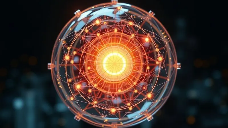 A photorealistic image of a complex, transparent 3D sphere, with multiple interlocking layers and glowing nodes representing different interests, all converging towards a central, illuminated core. Professional photography, 8K, cinematic lighting, sharp focus on the central core, depth of field blurring the outer layers.