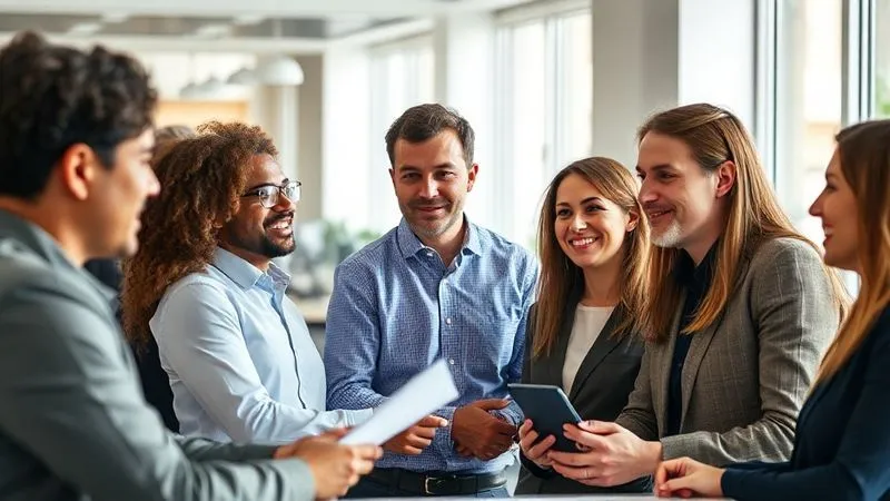 A photorealistic, professional photography, 8K, cinematic lighting, sharp focus, depth of field, shot on a high-end DSLR, of a diverse group of professionals in a bright, modern office space, actively collaborating and engaging in a discussion. Their expressions are focused and positive, conveying a sense of teamwork and shared purpose. A photorealistic, professional photography, 8K, cinematic lighting, sharp focus, depth of field, shot on a high-end DSLR, of a diverse group of professionals in a bright, modern office space, actively collaborating and engaging in a discussion. Their expressions are focused and positive, conveying a sense of teamwork and shared purpose.