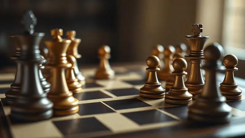 A photorealistic, professional photography, 8K, cinematic lighting, sharp focus, depth of field, shot on a high-end DSLR, of a strategic chessboard with several pieces in play, depicting multiple potential moves and counter-moves. The focus is on the intricate strategy, with a sense of foresight and contingency planning. A photorealistic, professional photography, 8K, cinematic lighting, sharp focus, depth of field, shot on a high-end DSLR, of a strategic chessboard with several pieces in play, depicting multiple potential moves and counter-moves. The focus is on the intricate strategy, with a sense of foresight and contingency planning.