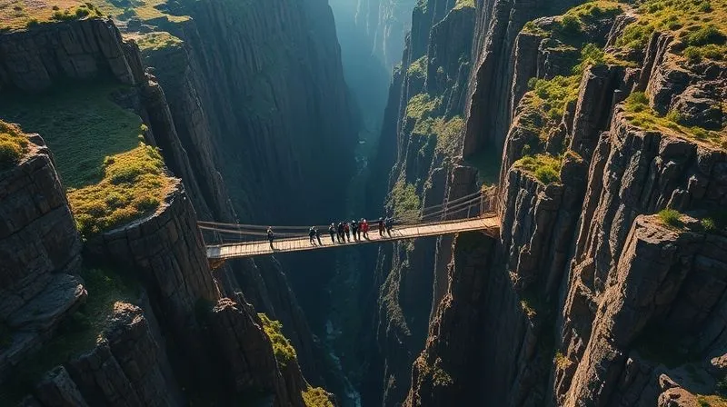 A photorealistic image depicting a deep, dark canyon (the 'valley of death') with a precarious, narrow bridge spanning it, leading to a brightly lit, fertile landscape on the other side. The bridge is being carefully constructed by a diverse team, symbolizing collaboration and strategic effort. Cinematic lighting, sharp focus on the bridge and team, depth of field, 8K, professional photography, shot on a high-end DSLR. A photorealistic image depicting a deep, dark canyon (the 'valley of death') with a precarious, narrow bridge spanning it, leading to a brightly lit, fertile landscape on the other side. The bridge is being carefully constructed by a diverse team, symbolizing collaboration and strategic effort. Cinematic lighting, sharp focus on the bridge and team, depth of field, 8K, professional photography, shot on a high-end DSLR.