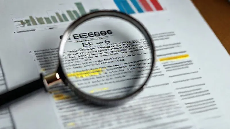 A photorealistic image of a complex legal document with highlighted sections related to ESG regulations, superimposed with a magnifying glass, cinematic lighting, sharp focus on the details, depth of field blurring a background of diverse financial reports, 8K hyper-detailed.