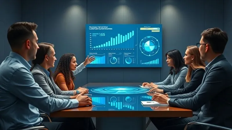 A photorealistic image of a diverse, professional business team seated around a modern conference table, attentively listening to a dynamic presenter who is gesturing towards a holographic projection of clear, impactful data visualizations. The atmosphere is collaborative and engaged. Professional photography, 8K, cinematic lighting, sharp focus on the presenter and team, depth of field, shot on a high-end DSLR. A photorealistic image of a diverse, professional business team seated around a modern conference table, attentively listening to a dynamic presenter who is gesturing towards a holographic projection of clear, impactful data visualizations. The atmosphere is collaborative and engaged. Professional photography, 8K, cinematic lighting, sharp focus on the presenter and team, depth of field, shot on a high-end DSLR.