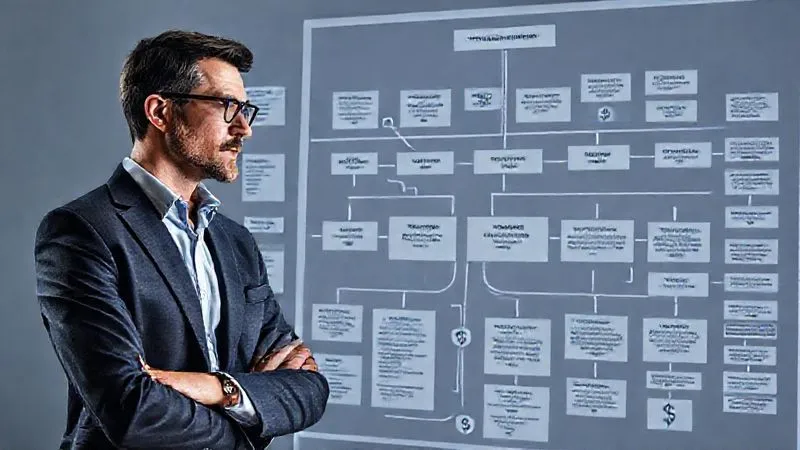 A photorealistic image of a business executive looking confidently at a complex, interconnected flow chart that clearly maps customer empathy insights to business growth metrics, with dollar signs subtly integrated into the flow. The chart is clean, modern, and visually compelling, lit with professional studio lighting. 8K hyper-detailed, shot on a high-end DSLR. A photorealistic image of a business executive looking confidently at a complex, interconnected flow chart that clearly maps customer empathy insights to business growth metrics, with dollar signs subtly integrated into the flow. The chart is clean, modern, and visually compelling, lit with professional studio lighting. 8K hyper-detailed, shot on a high-end DSLR.