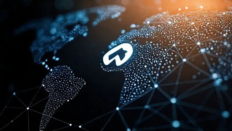 A photorealistic image showing a strong, recognizable brand logo subtly integrated into a global network of interconnected digital lines, symbolizing trust and reach. Cinematic lighting, sharp focus on the brand, depth of field blurring the background. 8K hyper-detailed.