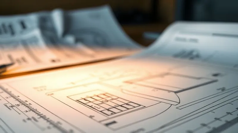 A photorealistic image of a clear, detailed architectural blueprint for a building, with a focused beam of light highlighting specific, well-defined sections. In the background, a messy, crumpled sketch of an undefined structure is blurred. Professional photography, 8K, cinematic lighting, sharp focus on the blueprint, depth of field.