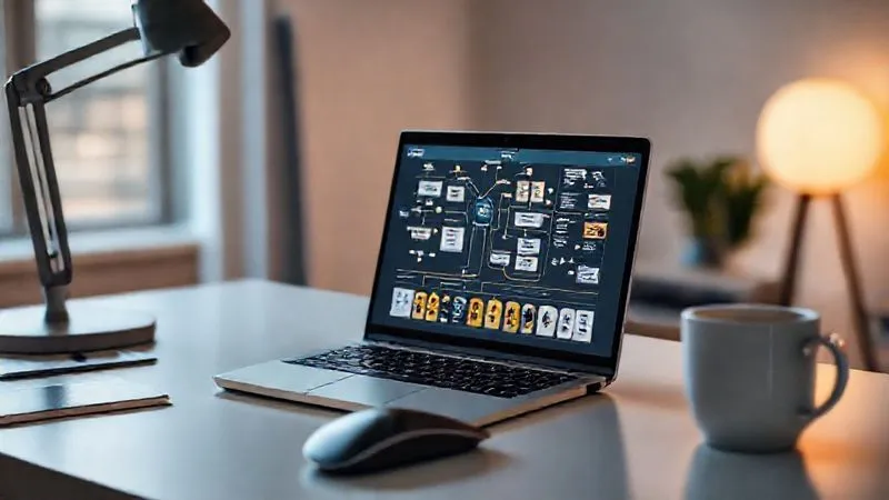 photorealistic, professional photography, 8K, cinematic lighting, sharp focus, depth of field, shot on a high-end DSLR, a modern minimalist office desk with a laptop displaying a complex workflow automation diagram, surrounded by a few essential items like a sleek mouse and a coffee cup, with soft, ambient lighting suggesting efficiency and calm. photorealistic, professional photography, 8K, cinematic lighting, sharp focus, depth of field, shot on a high-end DSLR, a modern minimalist office desk with a laptop displaying a complex workflow automation diagram, surrounded by a few essential items like a sleek mouse and a coffee cup, with soft, ambient lighting suggesting efficiency and calm.