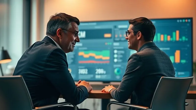 photorealistic, professional photography, 8K, cinematic lighting, sharp focus, depth of field, shot on a high-end DSLR, a leader sitting across from an employee, both looking at a complex but organized project dashboard on a large screen, engaged in deep, empathetic conversation about workload and capacity, with soft, encouraging expressions.