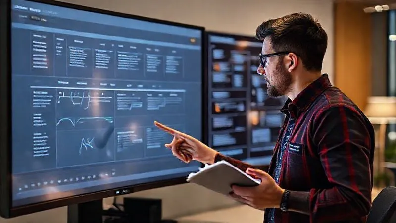 A photorealistic, professional photography, 8K, cinematic lighting, sharp focus, depth of field, shot on a high-end DSLR of a team leader and a junior team member reviewing a project timeline and a process flowchart on a large monitor. The leader is pointing to a specific section, indicating a learning point, while the junior actively takes notes. The atmosphere is collaborative and forward-looking, with a sense of continuous improvement. Emphasize growth and structured learning. A photorealistic, professional photography, 8K, cinematic lighting, sharp focus, depth of field, shot on a high-end DSLR of a team leader and a junior team member reviewing a project timeline and a process flowchart on a large monitor. The leader is pointing to a specific section, indicating a learning point, while the junior actively takes notes. The atmosphere is collaborative and forward-looking, with a sense of continuous improvement. Emphasize growth and structured learning.