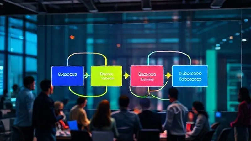 A photorealistic, professional photography, 8K, cinematic lighting, sharp focus, depth of field, shot on a high-end DSLR of a vibrant, color-coded workflow diagram showing a simplified, streamlined process from 'Order Placed' to 'Delivery Confirmed', with arrows flowing smoothly and efficiently, surrounded by a team of diverse professionals collaborating around a digital display, symbolizing enhanced productivity and reduced friction.