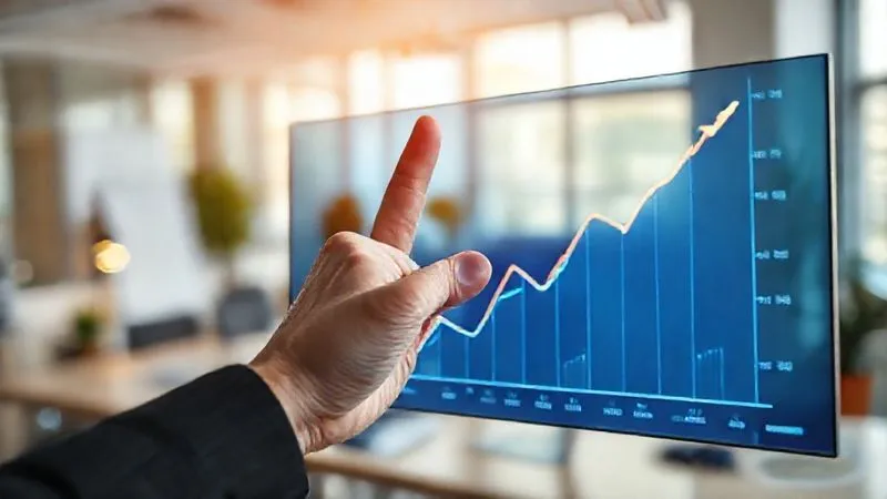 A photorealistic, professional photography, 8K, cinematic lighting, sharp focus, depth of field. A vibrant, upward-trending line graph on a sleek digital display, showing a clear recovery and growth trajectory after an initial dip. A hand is confidently pointing at the positive trend. The background is a bright, optimistic office environment, conveying success and resolution. Emotionally resonant, symbolizing recovery and future success. A photorealistic, professional photography, 8K, cinematic lighting, sharp focus, depth of field. A vibrant, upward-trending line graph on a sleek digital display, showing a clear recovery and growth trajectory after an initial dip. A hand is confidently pointing at the positive trend. The background is a bright, optimistic office environment, conveying success and resolution. Emotionally resonant, symbolizing recovery and future success.