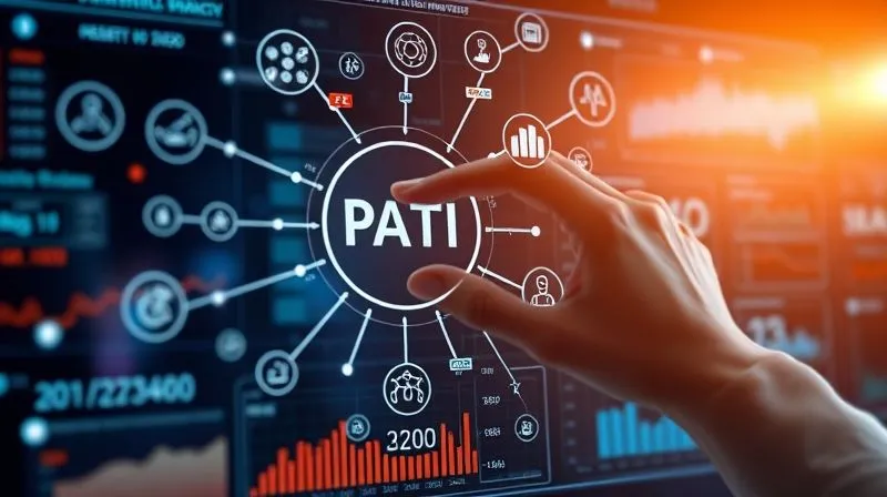 photorealistic, professional photography, 8K, cinematic lighting, sharp focus, depth of field, shot on a high-end DSLR, a sophisticated digital dashboard displaying a web of interconnected intellectual property symbols, patent numbers, and real-time market data, representing vigilant patent monitoring and protection, with a hand hovering over a touchscreen.