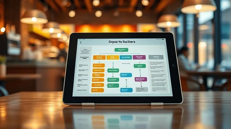 A photorealistic, professional photography, 8K, cinematic lighting, sharp focus, depth of field, shot on a high-end DSLR of an open, modern digital tablet displaying a detailed, color-coded operational flowchart for a franchise business, with a blurred background of a bustling cafe. The tablet screen is brightly lit, showing clear, concise instructions. A photorealistic, professional photography, 8K, cinematic lighting, sharp focus, depth of field, shot on a high-end DSLR of an open, modern digital tablet displaying a detailed, color-coded operational flowchart for a franchise business, with a blurred background of a bustling cafe. The tablet screen is brightly lit, showing clear, concise instructions.