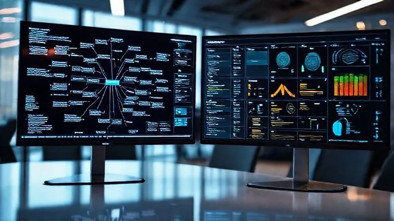 photorealistic, professional photography, 8K, cinematic lighting, sharp focus, depth of field, shot on a high-end DSLR, multiple digital screens displaying different collaborative decision-making tools side-by-side (e.g., a mind map, a kanban board, a voting interface), with interconnected lines and data flows, suggesting transparency and integration, in a sleek, futuristic office environment. photorealistic, professional photography, 8K, cinematic lighting, sharp focus, depth of field, shot on a high-end DSLR, multiple digital screens displaying different collaborative decision-making tools side-by-side (e.g., a mind map, a kanban board, a voting interface), with interconnected lines and data flows, suggesting transparency and integration, in a sleek, futuristic office environment.