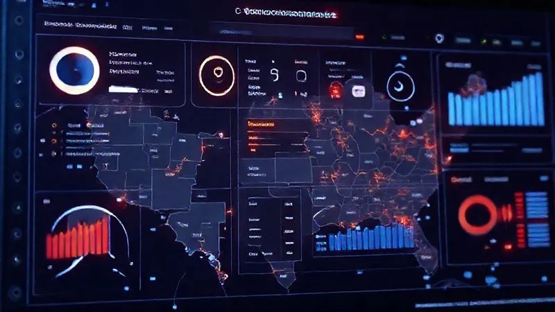 A photorealistic 3D rendering of a secure, cloud-based HR dashboard displaying various compliance metrics, state-specific alerts, and data visualizations. The interface is clean and modern, with glowing data streams connecting different states on a subtle map background, cinematic lighting, sharp focus, depth of field, 8K hyper-detailed. A photorealistic 3D rendering of a secure, cloud-based HR dashboard displaying various compliance metrics, state-specific alerts, and data visualizations. The interface is clean and modern, with glowing data streams connecting different states on a subtle map background, cinematic lighting, sharp focus, depth of field, 8K hyper-detailed.