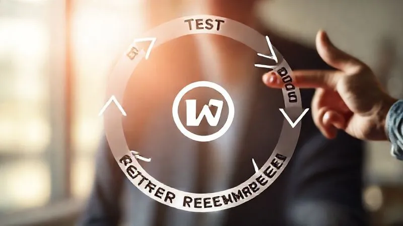 A photorealistic, professional photography, 8K, cinematic lighting, sharp focus, depth of field, shot on a high-end DSLR -- a circular diagram illustrating a continuous feedback loop: "Plan, Test, Gather Feedback, Refine, Implement." Each stage is clearly labeled with arrows indicating flow. In the center, a stylized brand logo subtly transitions from a classic to a modern version, representing iterative evolution. The lighting is bright and optimistic, suggesting progress and improvement, with hands subtly pointing to the "Gather Feedback" stage. A photorealistic, professional photography, 8K, cinematic lighting, sharp focus, depth of field, shot on a high-end DSLR -- a circular diagram illustrating a continuous feedback loop: "Plan, Test, Gather Feedback, Refine, Implement." Each stage is clearly labeled with arrows indicating flow. In the center, a stylized brand logo subtly transitions from a classic to a modern version, representing iterative evolution. The lighting is bright and optimistic, suggesting progress and improvement, with hands subtly pointing to the "Gather Feedback" stage.