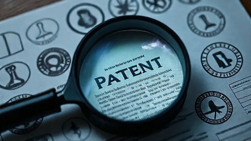 A photorealistic, professional photography, 8K, cinematic lighting, sharp focus, depth of field, shot on a high-end DSLR of a detailed legal document with a magnifying glass over a section on intellectual property, surrounded by various international patent symbols and regulatory compliance stamps, symbolizing the importance of safeguarding innovation. The mood is serious and meticulous.