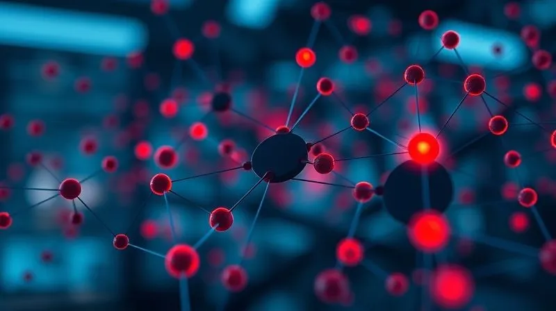 A photorealistic image of a complex business diagram with interconnected nodes, some highlighted in red indicating failure points, cinematic lighting, 8K, sharp focus on the red nodes, depth of field blurring the background.