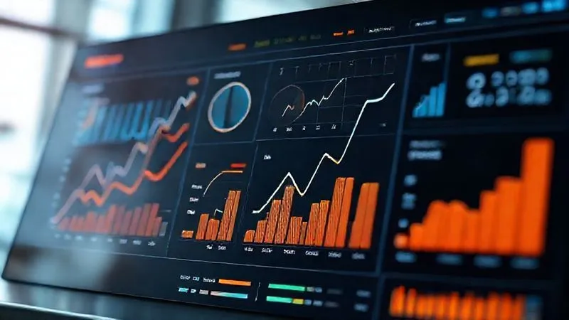 A photorealistic image of a sleek, modern dashboard displaying various business metrics like sales growth, user engagement, and customer acquisition cost, with a focus on upward-trending graphs and positive data. Cinematic lighting, sharp focus on the data points, depth of field blurring the background, 8K hyper-detailed, shot on a high-end DSLR.