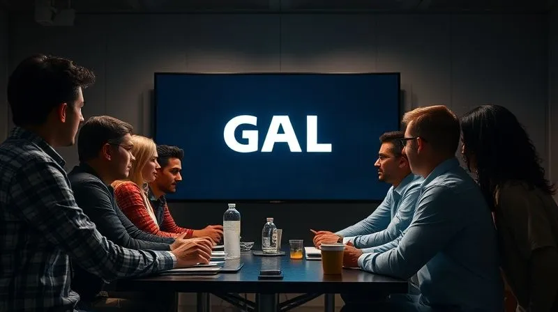 A team of diverse professionals collaborating around a large monitor displaying a clearly articulated, single sprint goal, with team members actively contributing, cinematic lighting, professional photography, 8K, sharp focus, depth of field, shot on a high-end DSLR.