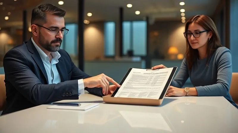 A professional business meeting scene. Two individuals (a business owner and a loan officer) are seated at a modern conference table, reviewing financial documents on a tablet. The business owner is pointing to a specific, clearly presented section, indicating transparency and explanation. Cinematic lighting, sharp focus on the individuals and tablet, depth of field. 8K hyper-detailed, shot on a high-end DSLR. A professional business meeting scene. Two individuals (a business owner and a loan officer) are seated at a modern conference table, reviewing financial documents on a tablet. The business owner is pointing to a specific, clearly presented section, indicating transparency and explanation. Cinematic lighting, sharp focus on the individuals and tablet, depth of field. 8K hyper-detailed, shot on a high-end DSLR.