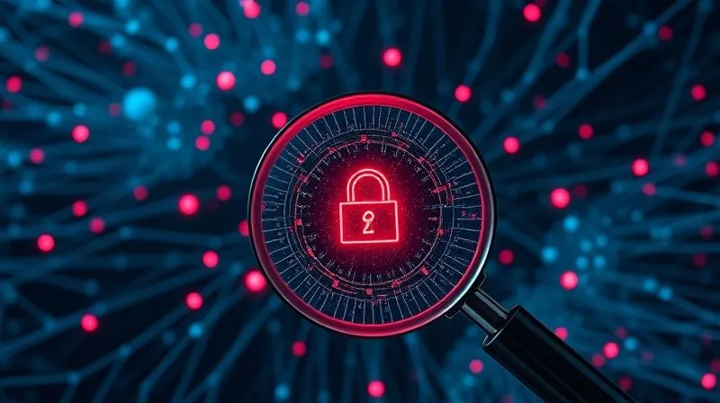 A photorealistic image of a complex, interconnected digital network with several glowing red nodes indicating points of failure, surrounded by a swirling vortex of disorganized data packets. A magnifying glass hovers over one of the red nodes, highlighting the intricate details of the breakdown. Professional photography, 8K, cinematic lighting, sharp focus, depth of field, shot on a high-end DSLR.