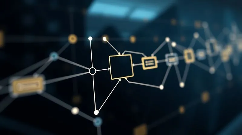 A photorealistic, professional photography, 8K, cinematic lighting, sharp focus, depth of field, shot on a high-end DSLR of a pristine, glowing digital flowchart, with clear, interconnected nodes and well-defined decision points. The lines are sleek and efficient, symbolizing a perfectly re-engineered workflow. In the background, a blur of chaotic, broken lines represents past issues, highlighting the transformation.