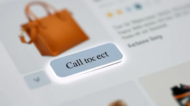 A close-up of a well-designed, clear Call-to-Action button on a minimalist e-commerce page, with a subtle glow, sharp focus on the button, depth of field blurring the product image behind it, implying frictionless user interaction, photorealistic, professional photography, 8K, cinematic lighting, shot on a high-end DSLR.