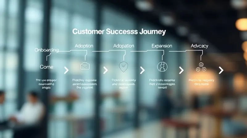 A photorealistic diagram illustrating a customer success journey, starting from onboarding, moving through adoption and expansion, and culminating in advocacy. Each stage has interconnected arrows and icons representing proactive engagement, support, and value realization. Cinematic lighting, sharp focus on the journey, depth of field blurring the background, 8K hyper-detailed, professional photography. A photorealistic diagram illustrating a customer success journey, starting from onboarding, moving through adoption and expansion, and culminating in advocacy. Each stage has interconnected arrows and icons representing proactive engagement, support, and value realization. Cinematic lighting, sharp focus on the journey, depth of field blurring the background, 8K hyper-detailed, professional photography.