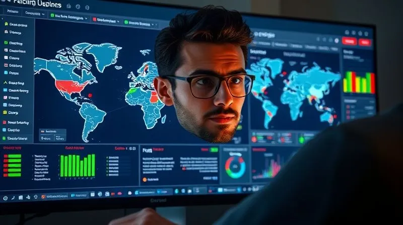 A photorealistic, professional photography, 8K, cinematic lighting, sharp focus, depth of field, shot on a high-end DSLR. A clean, modern computer screen displaying a complex but intuitive logistics dashboard. The screen shows a map with real-time package movements, color-coded statuses (green for on-time, red for delayed), and data visualizations of shipping metrics. A dropshipping business owner is confidently interacting with the screen, their face illuminated by the glow, symbolizing control and efficiency.