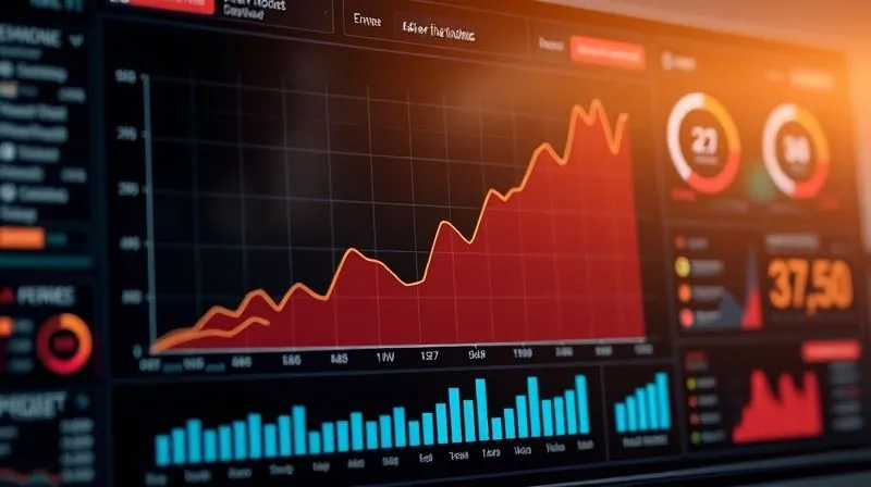 A photorealistic image of a sleek, modern digital dashboard displaying a line graph showing a dramatic increase in revenue after a flatline, with a clear upward trend. The graph is surrounded by various e-commerce performance metrics, all showing positive growth. Cinematic lighting, sharp focus on the growth curve, depth of field blurring the background, 8K hyper-detailed. A photorealistic image of a sleek, modern digital dashboard displaying a line graph showing a dramatic increase in revenue after a flatline, with a clear upward trend. The graph is surrounded by various e-commerce performance metrics, all showing positive growth. Cinematic lighting, sharp focus on the growth curve, depth of field blurring the background, 8K hyper-detailed.