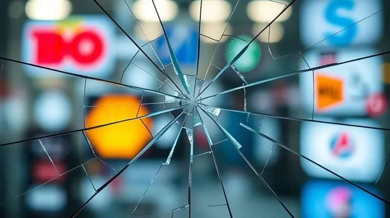 A photorealistic, professional photography, 8K image showing a fractured glass pane with different brand logos visible through each shard, symbolizing inconsistent brand messaging. Cinematic lighting, sharp focus on the cracks, depth of field blurring the background, shot on a high-end DSLR. A photorealistic, professional photography, 8K image showing a fractured glass pane with different brand logos visible through each shard, symbolizing inconsistent brand messaging. Cinematic lighting, sharp focus on the cracks, depth of field blurring the background, shot on a high-end DSLR.
