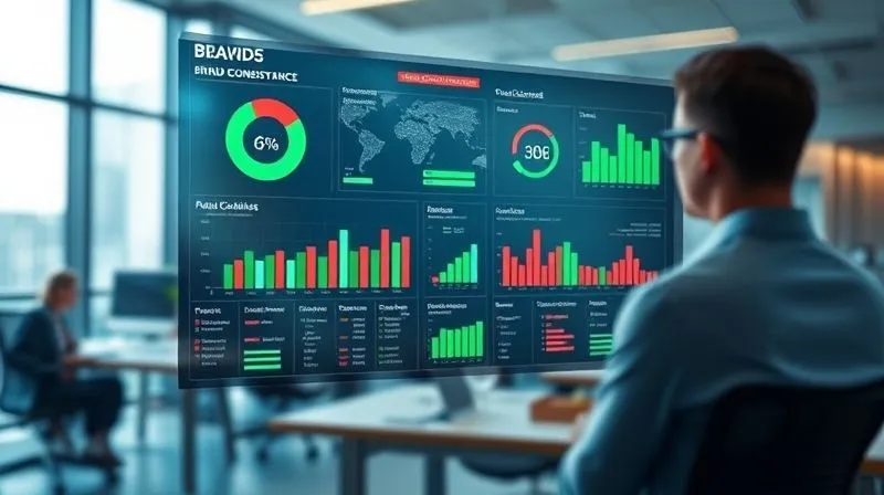 A photorealistic, professional photography, 8K image of a dashboard displaying various data points related to brand consistency across multiple locations, with green indicators for compliance and red for areas needing improvement. Cinematic lighting, sharp focus on the digital interface, depth of field blurring a corporate office, shot on a high-end DSLR. A photorealistic, professional photography, 8K image of a dashboard displaying various data points related to brand consistency across multiple locations, with green indicators for compliance and red for areas needing improvement. Cinematic lighting, sharp focus on the digital interface, depth of field blurring a corporate office, shot on a high-end DSLR.