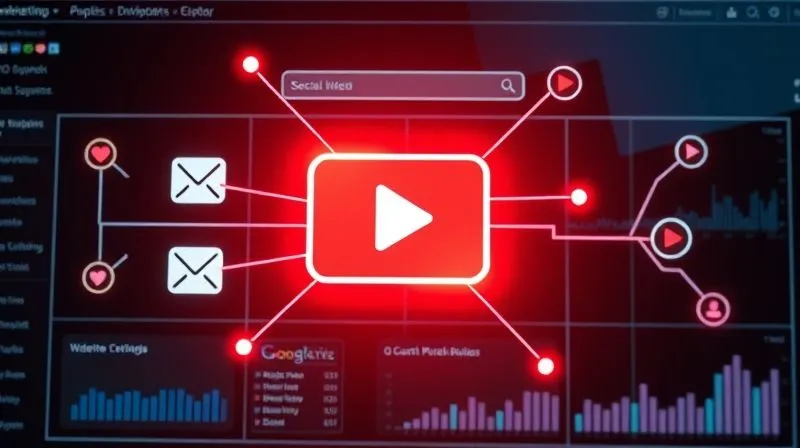 A photorealistic, professional photography, 8K, cinematic lighting, sharp focus, depth of field, shot on a high-end DSLR, of a digital dashboard displaying various marketing channels (e.g., social media icons, email symbols, search bar) with glowing lines connecting them to a central video player icon, illustrating a comprehensive video distribution strategy. A photorealistic, professional photography, 8K, cinematic lighting, sharp focus, depth of field, shot on a high-end DSLR, of a digital dashboard displaying various marketing channels (e.g., social media icons, email symbols, search bar) with glowing lines connecting them to a central video player icon, illustrating a comprehensive video distribution strategy.