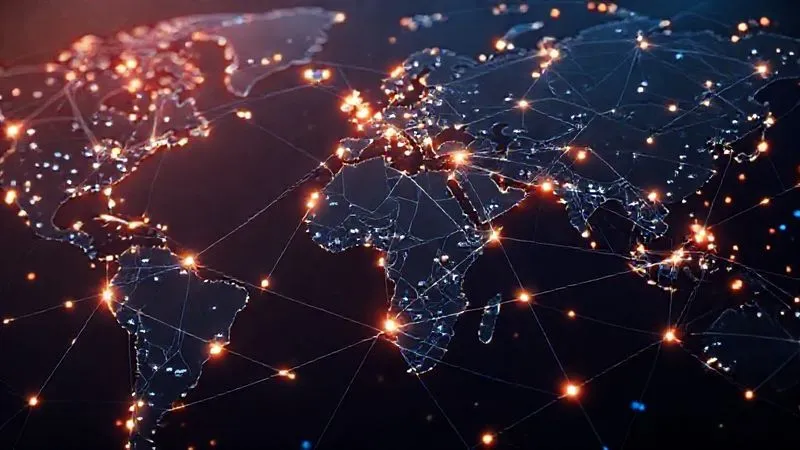 A photorealistic image of a complex, interwoven network of supply lines, represented by glowing digital threads connecting various global factories and warehouses. Some threads are thicker and brighter, showing resilience, while others are redundant and ready to activate. The background is a subtle world map, with cinematic lighting emphasizing the interconnectedness and strategic design. 8K hyper-detailed, professional photography. A photorealistic image of a complex, interwoven network of supply lines, represented by glowing digital threads connecting various global factories and warehouses. Some threads are thicker and brighter, showing resilience, while others are redundant and ready to activate. The background is a subtle world map, with cinematic lighting emphasizing the interconnectedness and strategic design. 8K hyper-detailed, professional photography.
