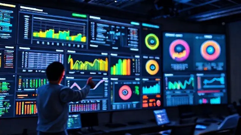 A photorealistic 3D rendering of a vibrant project dashboard displayed on multiple screens in a modern control room. The dashboard features dynamic Gantt charts, Kanban boards, and real-time progress widgets, all glowing with clear, color-coded information. A team member in the foreground points to a specific metric, illustrating data-driven decision making. Professional photography, 8K, cinematic lighting, sharp focus on the dashboard, depth of field blurring the background, shot on a high-end DSLR. The image conveys control, clarity, and comprehensive overview. A photorealistic 3D rendering of a vibrant project dashboard displayed on multiple screens in a modern control room. The dashboard features dynamic Gantt charts, Kanban boards, and real-time progress widgets, all glowing with clear, color-coded information. A team member in the foreground points to a specific metric, illustrating data-driven decision making. Professional photography, 8K, cinematic lighting, sharp focus on the dashboard, depth of field blurring the background, shot on a high-end DSLR. The image conveys control, clarity, and comprehensive overview.