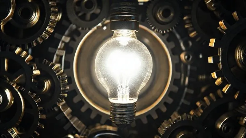 A photorealistic image of a brilliant light bulb glowing brightly, surrounded by a complex, intricate network of gears and cogs, all perfectly aligned and moving smoothly, symbolizing a clear and compelling value proposition. Cinematic lighting, sharp focus on the light bulb, depth of field, 8K hyper-detailed, professional photography.