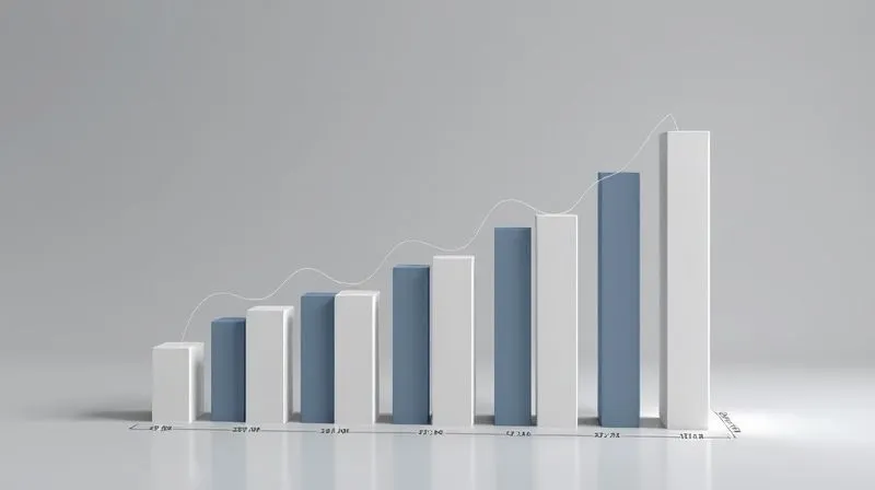 A photorealistic 3D bar chart showing fluctuating sales growth over quarters, with an overlay of a predictive line demonstrating improved forecasting accuracy. The chart has a clean, modern design with subtle digital elements, cinematic lighting, sharp focus, depth of field, 8K hyper-detailed, professional photography, shot on a high-end DSLR.
