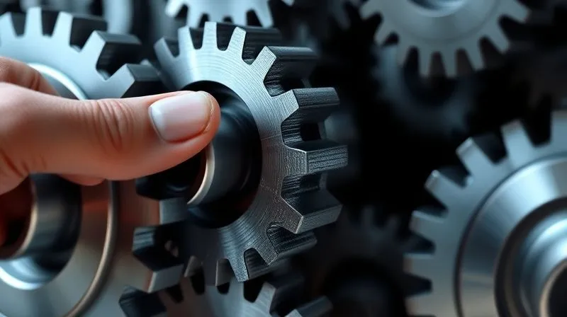 A photorealistic image of a series of interlocking gears, one of which is slightly misaligned but being smoothly guided back into place by a subtle, guiding hand, symbolizing operational resilience and adaptive frameworks. The gears are clean and metallic, with soft, strategic lighting. Cinematic lighting, 8K, depth of field, shot on a high-end DSLR.