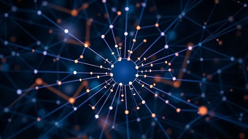 A photorealistic image of a complex network of interconnected nodes and data points, representing advanced digital marketing strategies and audience segmentation, with a subtle glow. Cinematic lighting, sharp focus on the central node, depth of field, 8K hyper-detailed, shot on a high-end DSLR.