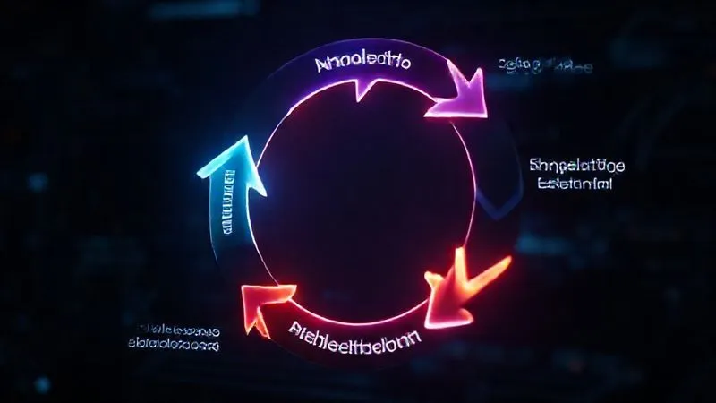 A photorealistic image of a cyclical process diagram, with arrows indicating a continuous flow from 'Data Collection' to 'Analysis', 'Strategy Development', 'Implementation', and 'Monitoring & Feedback'. Each stage is represented by a distinct, glowing icon, set against a dark, tech-inspired background. Cinematic lighting, 8K hyper-detailed, sharp focus on the central cycle, depth of field. Shot on a high-end DSLR. A photorealistic image of a cyclical process diagram, with arrows indicating a continuous flow from 'Data Collection' to 'Analysis', 'Strategy Development', 'Implementation', and 'Monitoring & Feedback'. Each stage is represented by a distinct, glowing icon, set against a dark, tech-inspired background. Cinematic lighting, 8K hyper-detailed, sharp focus on the central cycle, depth of field. Shot on a high-end DSLR.