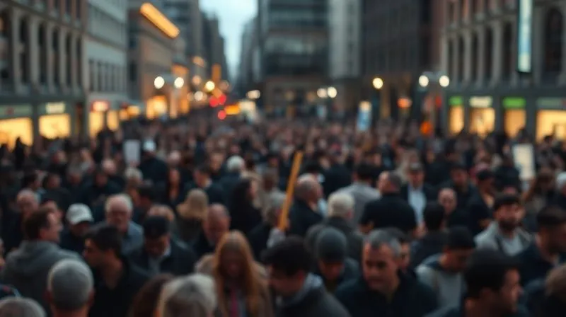 A photorealistic image depicting a diverse crowd of people in a city square, but only a small, non-representative group is brightly lit and in sharp focus, while the vast majority are in shadow and blurred, illustrating sampling bias. The lighting is dramatic and thought-provoking. Cinematic lighting, sharp focus on the biased sample, depth of field, 8K hyper-detailed, professional photography, shot on a high-end DSLR.