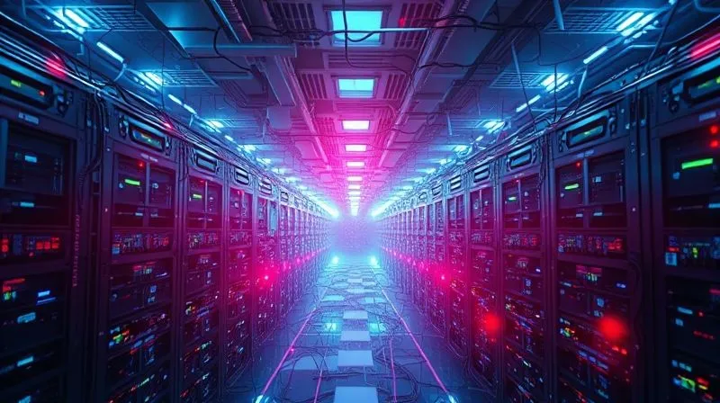 A photorealistic intricate network of interconnected digital systems and servers, with glowing data pathways illustrating successful integration, but also several broken or severed connections highlighted in red, indicating data silos and integration failures. Cyberpunk aesthetic, professional, 8K, cinematic lighting.